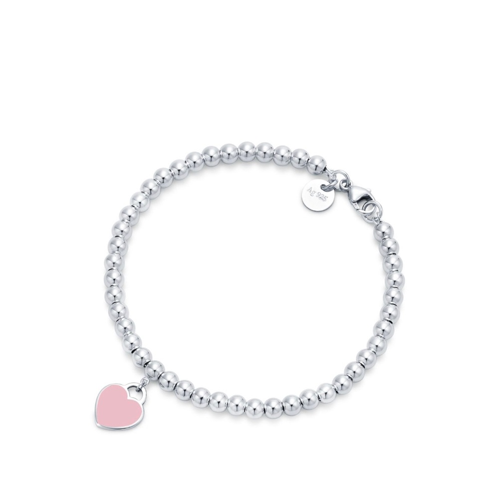 Tiffany Pink Heart Tag Bead Bracelet